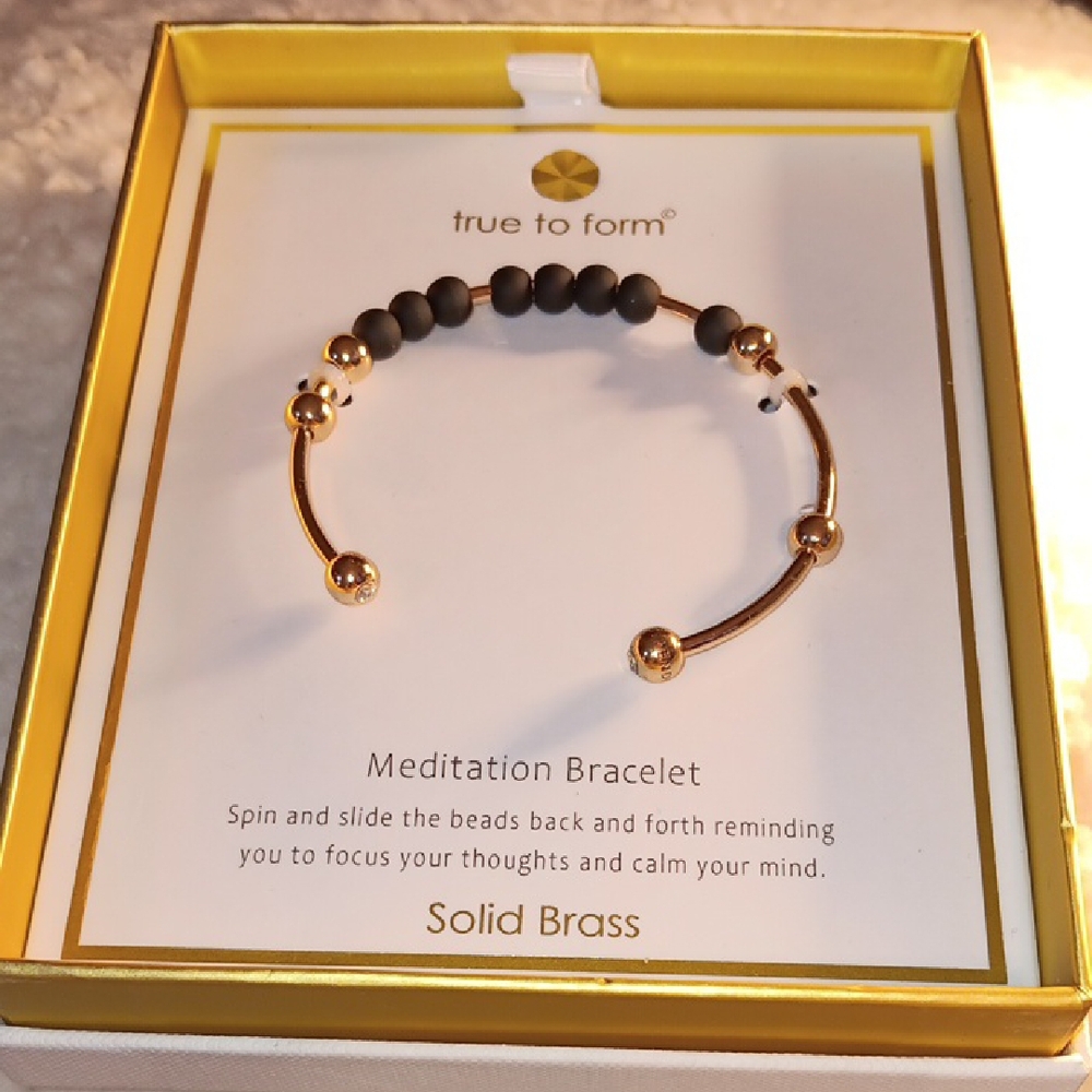 Gold and Black Beaded Adjustable Bracelet